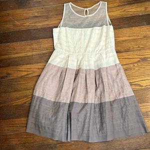 RYU Dissolving Sugar tea length ombré dress ivory blush cocoa Women’s size Large